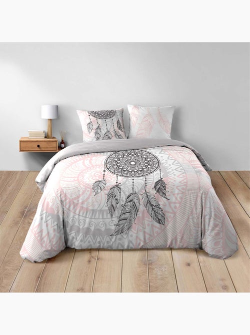 Parure de lit 3 pièces coton motif attrape-rêves housse + taies - Kiabi