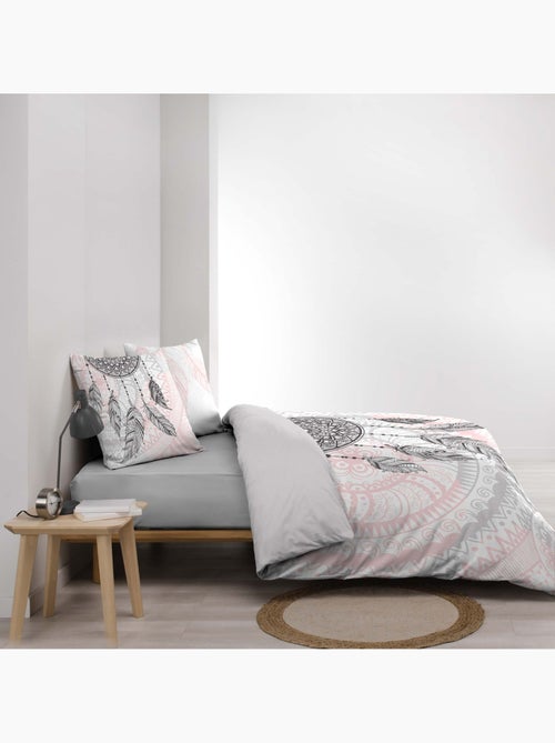 Parure de lit 3 pièces coton motif attrape-rêves housse + taies - Kiabi