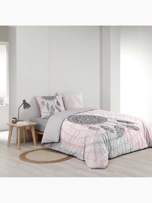 Parure de lit 3 pièces coton motif attrape-rêves housse + taies - Kiabi