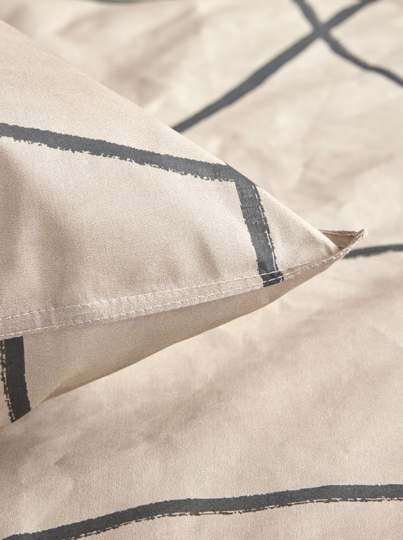 Parure de lit 3 pièces design en coton Beige - Kiabi