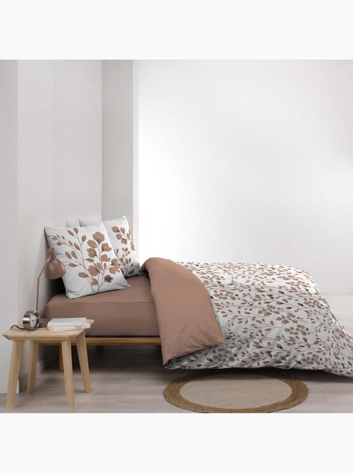 Parure de lit 3 pièces en coton à motif feuillage housse + taies - Kiabi