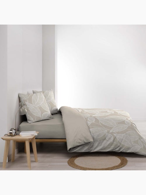 Parure de lit 3 pièces en coton à motif feuilles housse + taies - Kiabi
