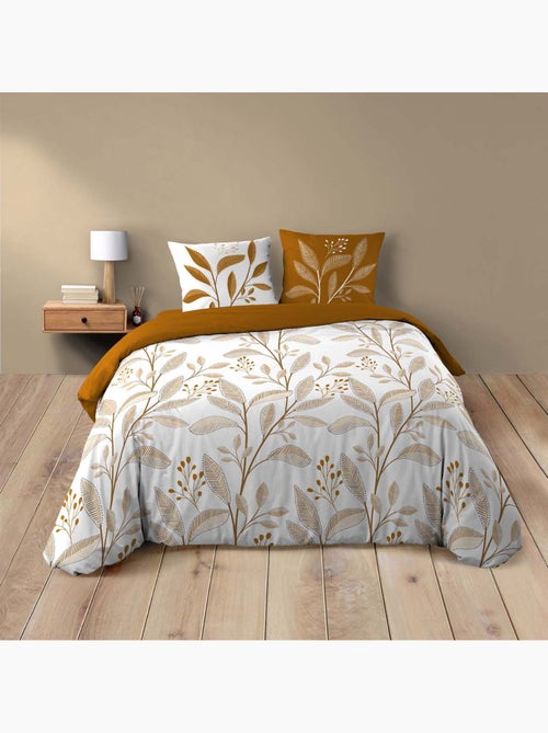 Parure de lit 3 pièces en coton à motif feuilles housse + taies - Kiabi Parure de lit 3 pièces en coton à motif feuilles housse + taies - Kiabi