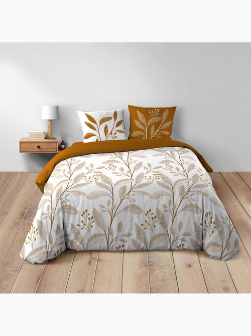 Parure de lit 3 pièces en coton à motif feuilles housse + taies - Kiabi Parure de lit 3 pièces en coton à motif feuilles housse + taies - Kiabi