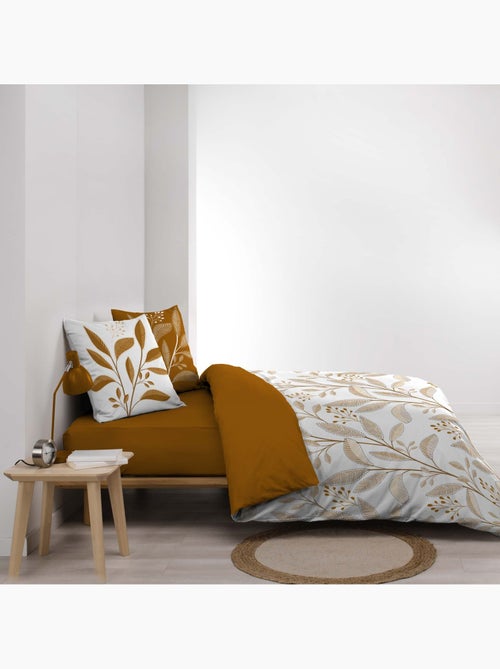 Parure de lit 3 pièces en coton à motif feuilles housse + taies - Kiabi Parure de lit 3 pièces en coton à motif feuilles housse + taies - Kiabi