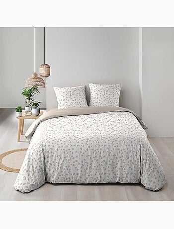 Parure de lit 3 pièces en coton à motif petites feuilles housse + taies
