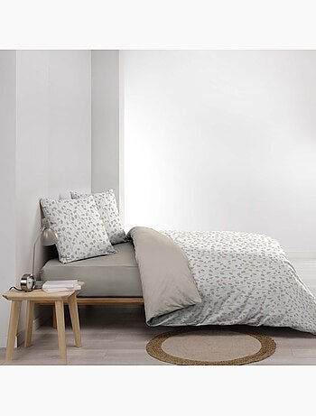 Parure de lit 3 pièces en coton à motif petites feuilles housse + taies
