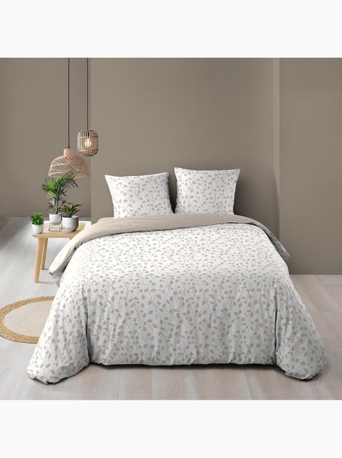 Parure de lit 3 pièces en coton à motif petites feuilles housse + taies - Kiabi