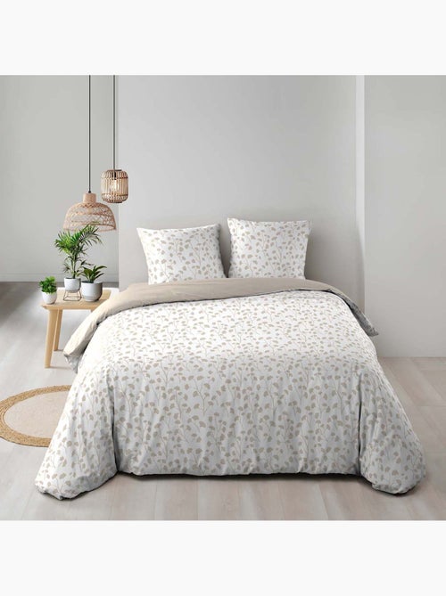 Parure de lit 3 pièces en coton à motif petites feuilles housse + taies - Kiabi