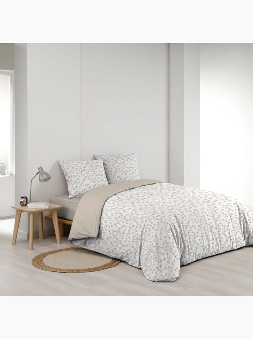 Parure de lit 3 pièces en coton à motif petites feuilles housse + taies - Kiabi