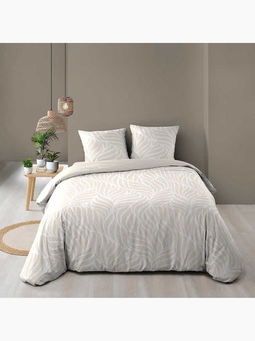 Parure de lit 3 pièces en coton feuille design housse + taies - Kiabi Parure de lit 3 pièces en coton feuille design housse + taies - Kiabi