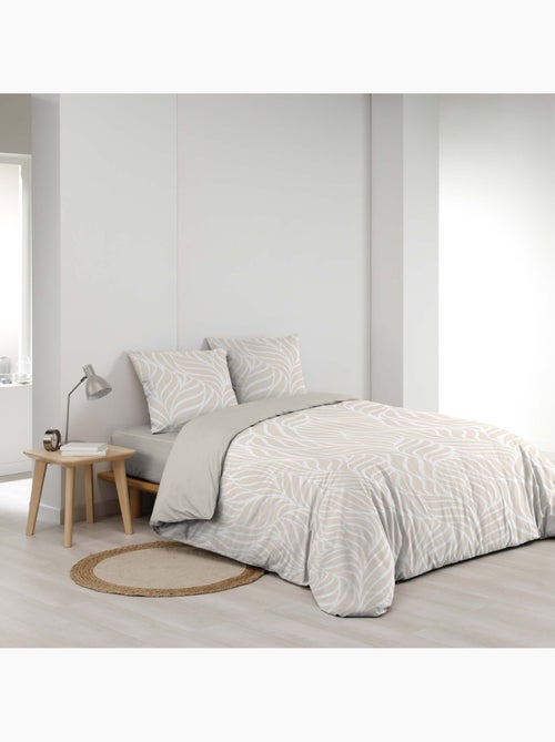 Parure de lit 3 pièces en coton feuille design housse + taies - Kiabi Parure de lit 3 pièces en coton feuille design housse + taies - Kiabi