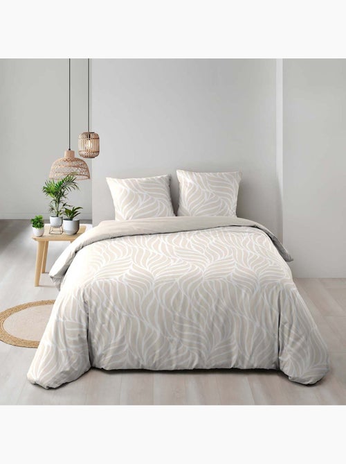 Parure de lit 3 pièces en coton feuille design housse + taies - Kiabi Parure de lit 3 pièces en coton feuille design housse + taies - Kiabi