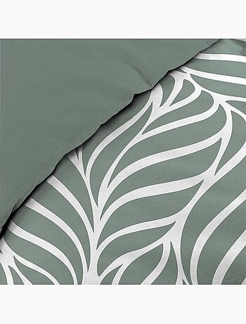 Parure de lit 3 pièces en coton feuille design housse + taies