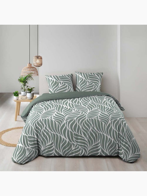 Parure de lit 3 pièces en coton feuille design housse + taies - Kiabi Parure de lit 3 pièces en coton feuille design housse + taies - Kiabi