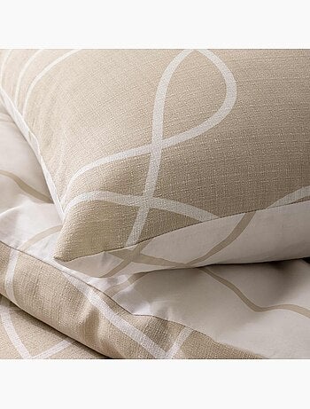 Parure de lit 3 pièces en coton relief trait design housse + taies