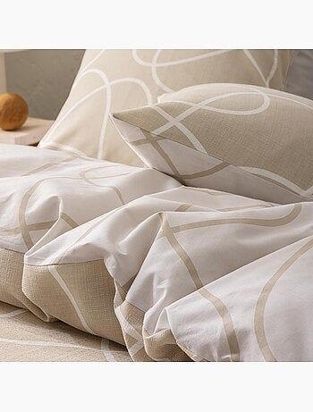 Parure de lit 3 pièces en coton relief trait design housse + taies