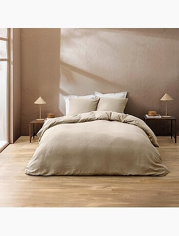 Parure de lit 3 pièces en coton tissage épais housse + taies