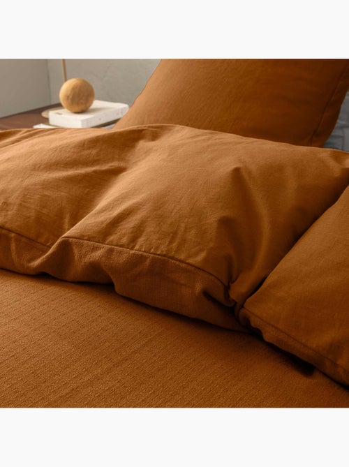 Parure de lit 3 pièces en coton tissage épais housse + taies - Kiabi