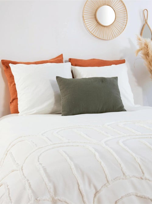 Parure de lit 3 pièces en coton tufté - Kiabi