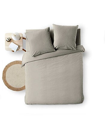 Parure de lit 3 pièces en fils teints lavés unis – Meline