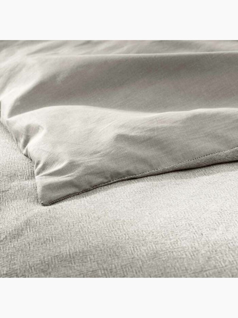 Parure de lit 3 pièces en fils teints lavés unis – Meline gris anthracite - Kiabi