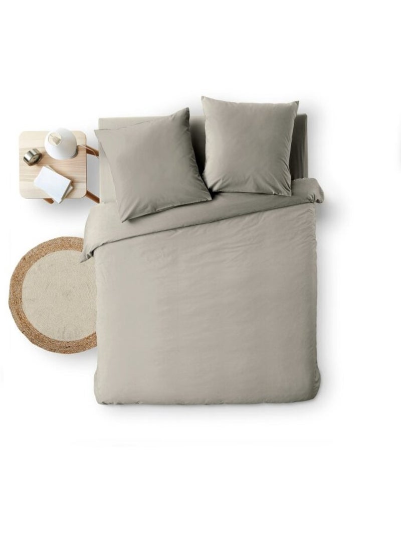 Parure de lit 3 pièces en fils teints lavés unis – Meline gris anthracite - Kiabi