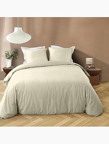 Parure de lit 3 pièces en microfibre unie lavée housse + taies