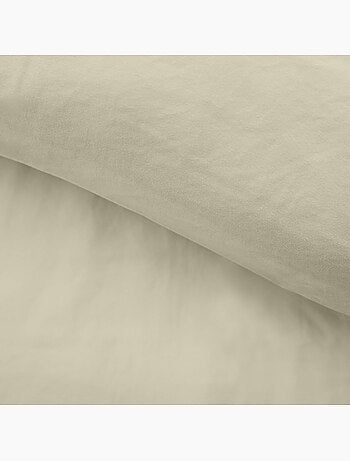 Parure de lit 3 pièces en microfibre unie lavée housse + taies