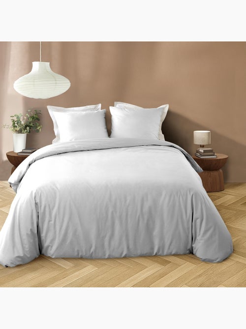 Parure de lit 3 pièces en microfibre unie lavée housse + taies - Kiabi