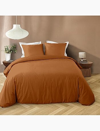 Parure de lit 3 pièces en microfibre unie lavée housse + taies