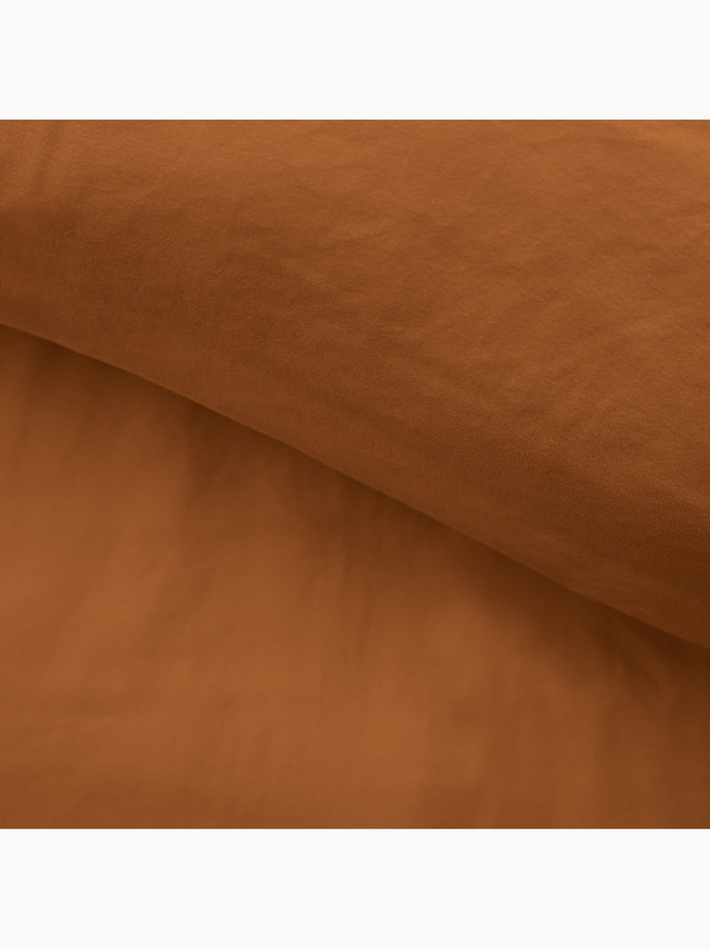 Parure de lit 3 pièces en microfibre unie lavée housse + taies Marron clair - Kiabi
