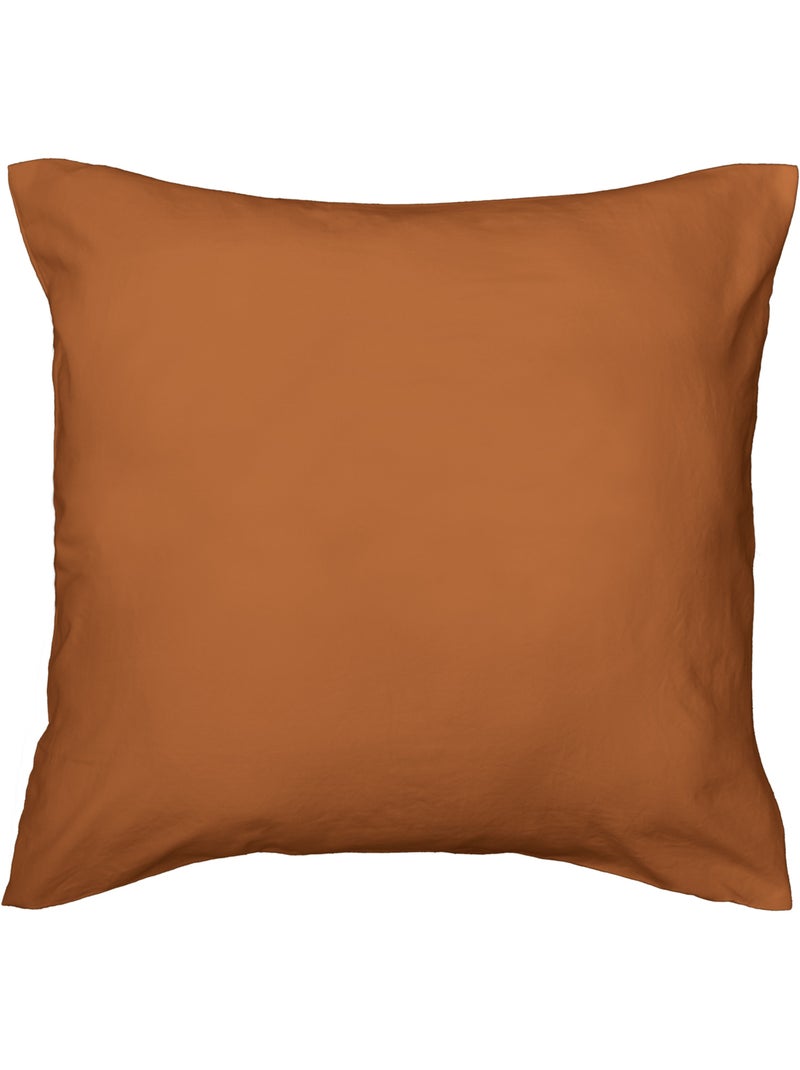 Parure de lit 3 pièces en microfibre unie lavée housse + taies Marron clair - Kiabi