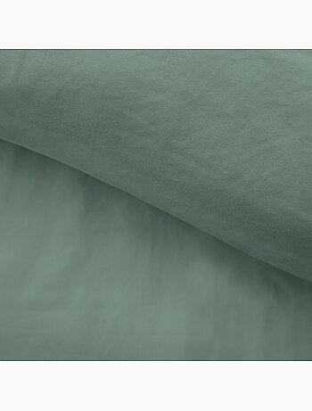 Parure de lit 3 pièces en microfibre unie lavée housse + taies
