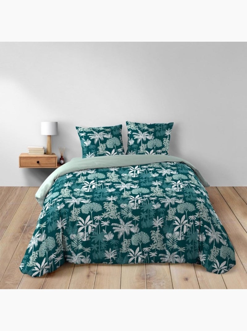 Parure de lit 3 pièces en polycoton 52 fils Scarlett Vert émeraude - Kiabi