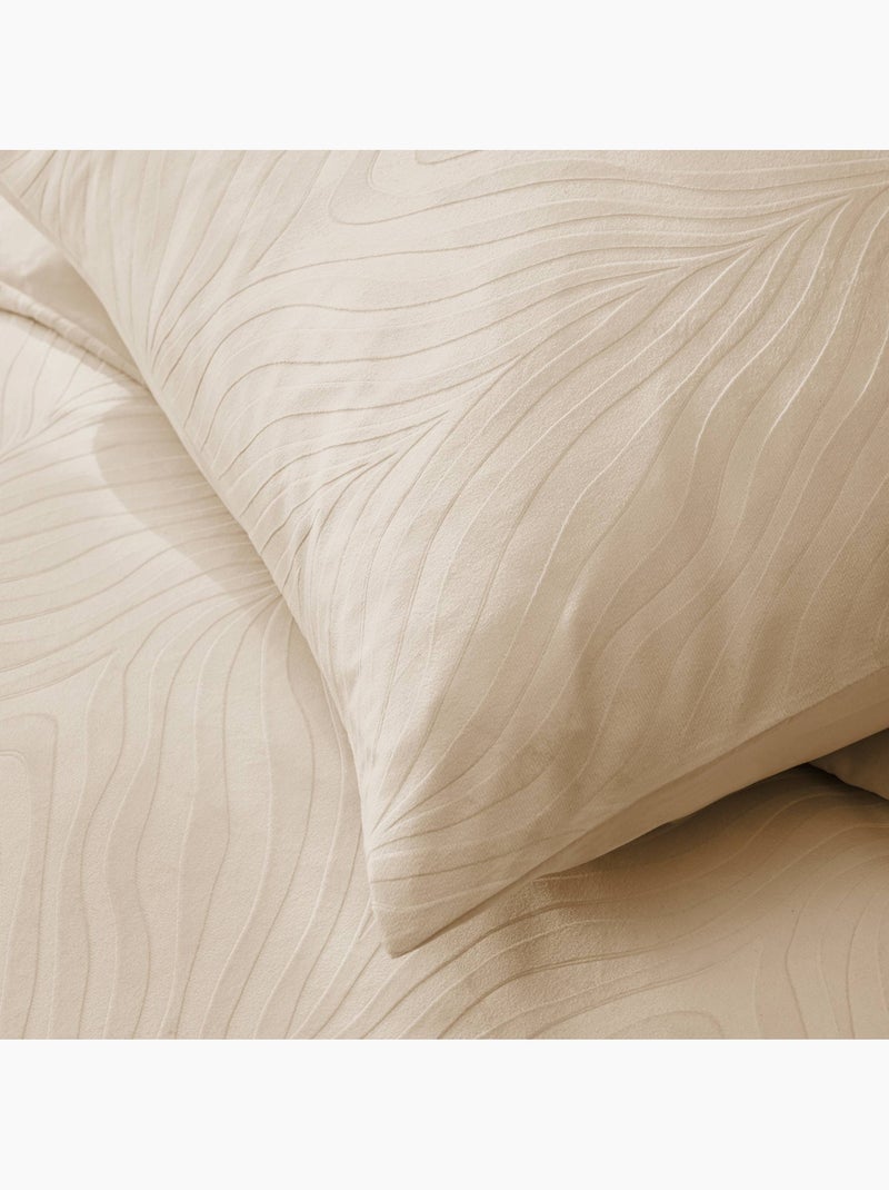 Parure de lit 3 pièces en velours gaufré à motif ondulé housse + taies Blanc - Kiabi