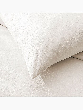 Parure de lit 3 pièces en velours gaufré fauve housse + taies