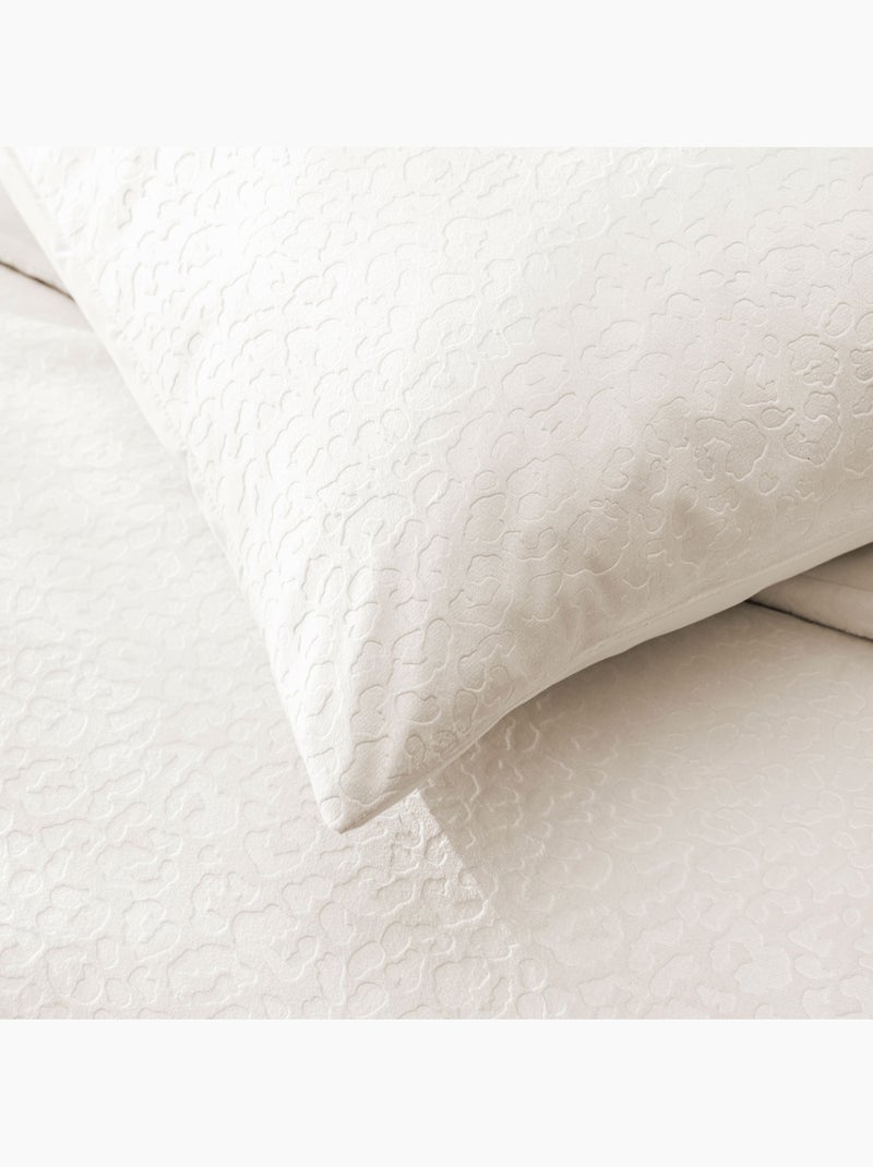 Parure de lit 3 pièces en velours gaufré fauve housse + taies Blanc - Kiabi
