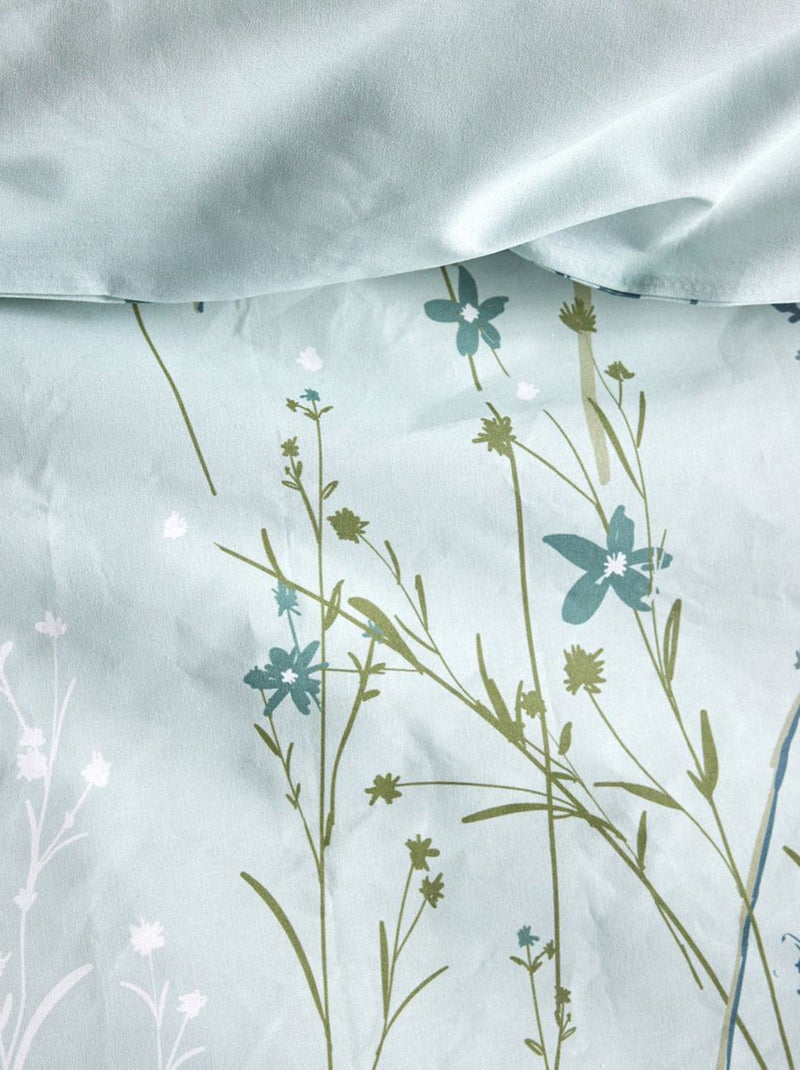 Parure de lit 3 pièces esprit fleurs printanières Vert - Kiabi
