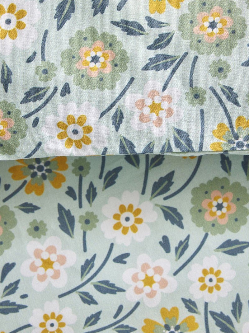 Parure de lit 3 pièces fleurs printanières Vert - Kiabi