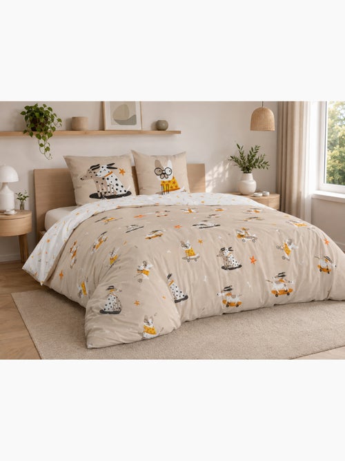 Parure de lit 3 pièces isidore – réversible – 100% coton 57 fils - Kiabi Parure de lit 3 pièces isidore – réversible – 100% coton 57 fils - Kiabi