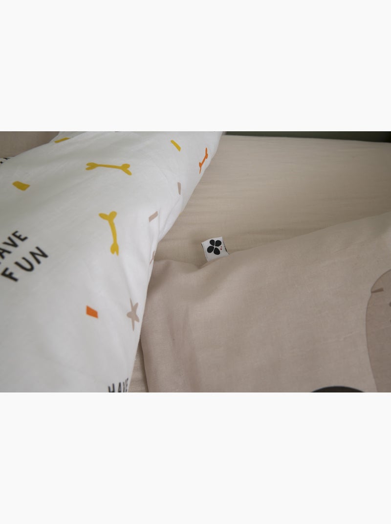 Parure de lit 3 pièces isidore – réversible – 100% coton 57 fils Beige - Kiabi