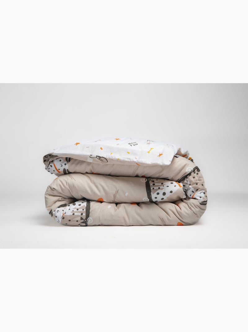 Parure de lit 3 pièces isidore – réversible – 100% coton 57 fils Beige - Kiabi