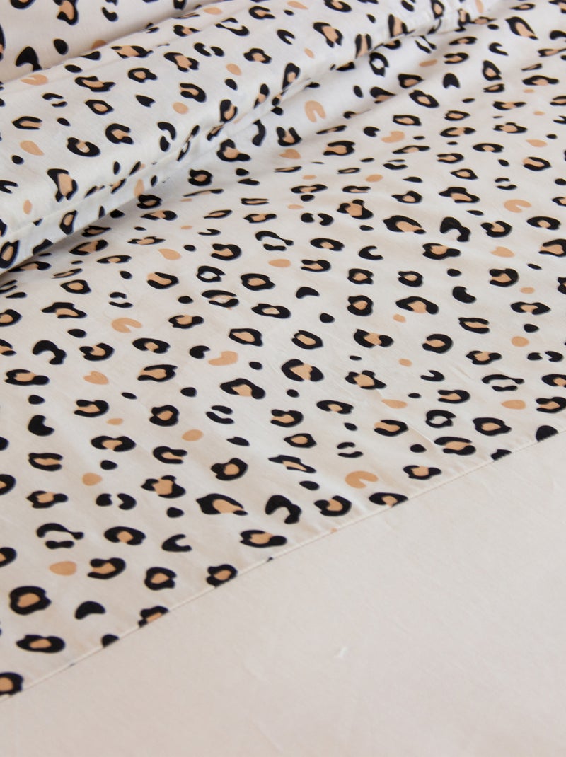 Parure de lit 3 pièces léopard coton housse + taies Beige clair - Kiabi