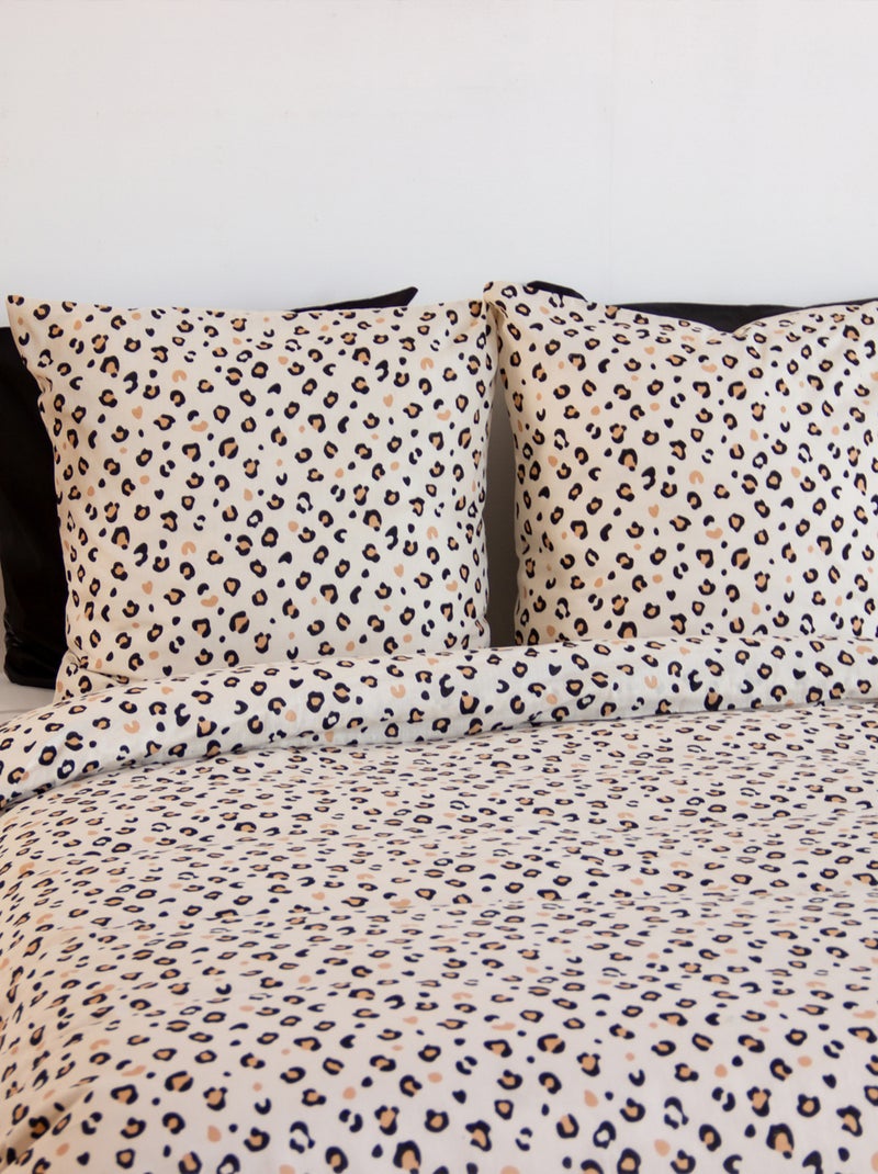Parure de lit 3 pièces léopard coton housse + taies Beige clair - Kiabi