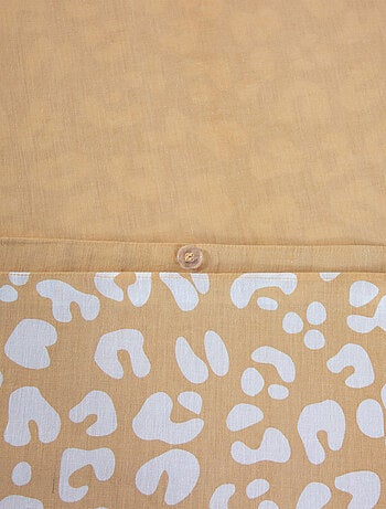 Parure de lit 3 pièces léopard coton housse + taies