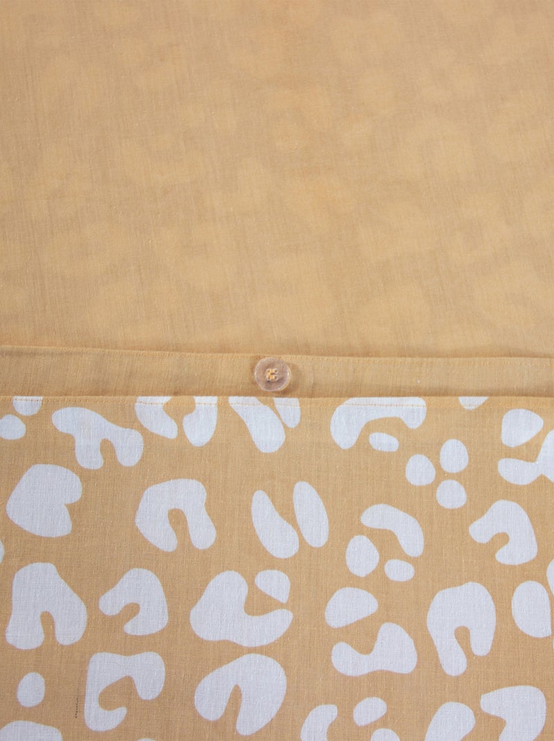 Parure de lit 3 pièces léopard coton housse + taies Jaune - Kiabi