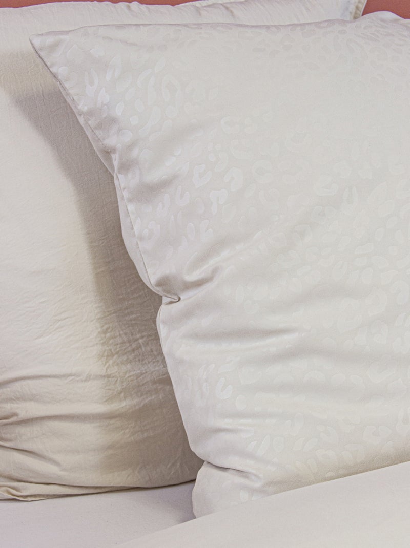 Parure de lit 3 pièces léopard microfibre housse + taies Crème - Kiabi