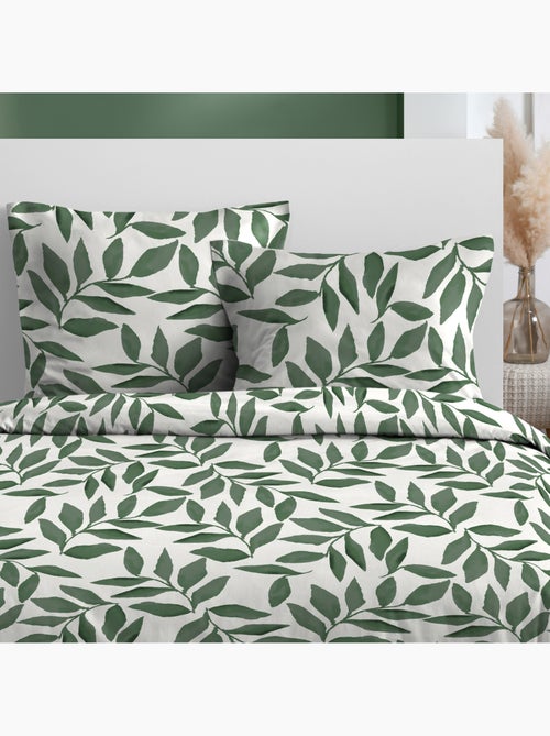 Parure de lit 3 pièces  microfibre feuillage housse + taies - Kiabi