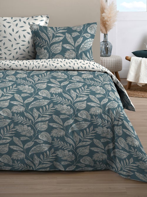 Parure de lit 3 pièces motif feuillage en coton - Kiabi